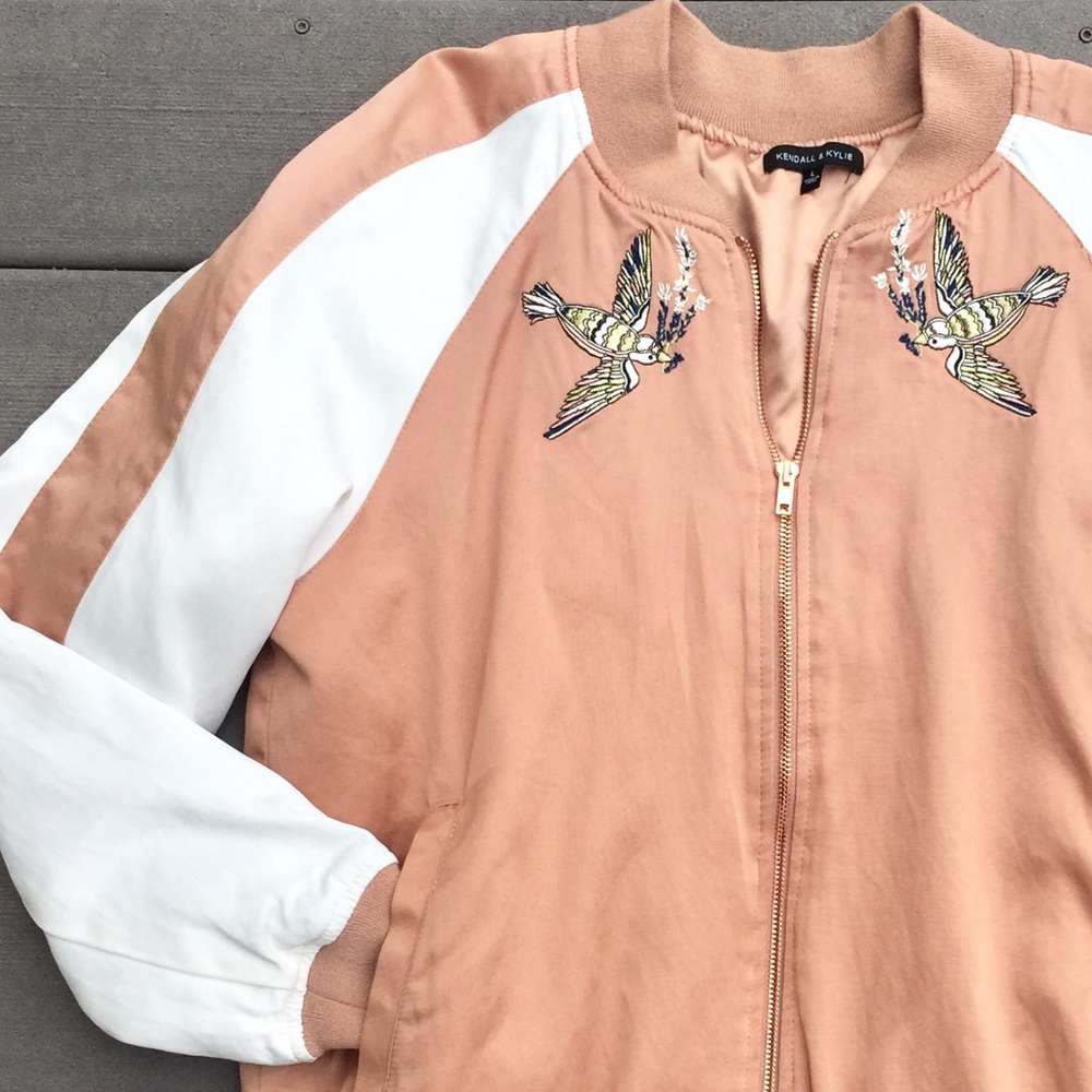 Kendall & Kylie Freedom Satin Bomber Jacket - Picture 1 of 8